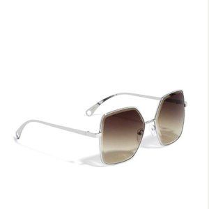 DIAMOND EDGE CUT LENS SUNGLASSES SILVER TAN